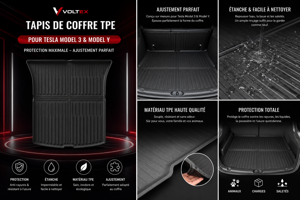 Tapis de coffre Premium Tesla Model 3/Y – Protection sur mesure