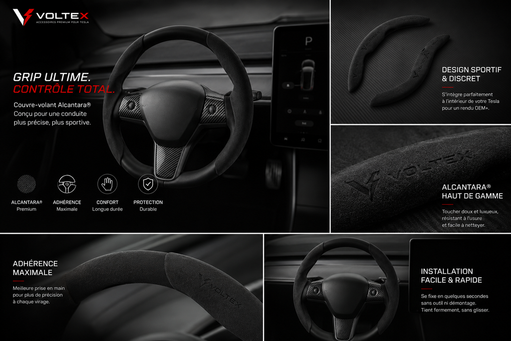 Protection de Volant Tesla Premium | Confort & Grip | Voltex