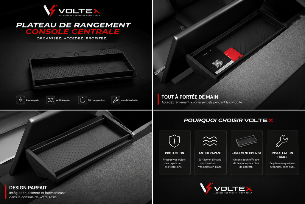 Rangement tableau de bord Tesla Model 3/Y – Silicone premium