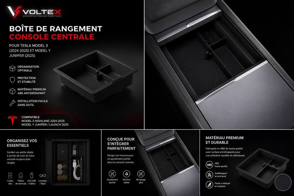 Organisateur console centrale Tesla Model 3/Y