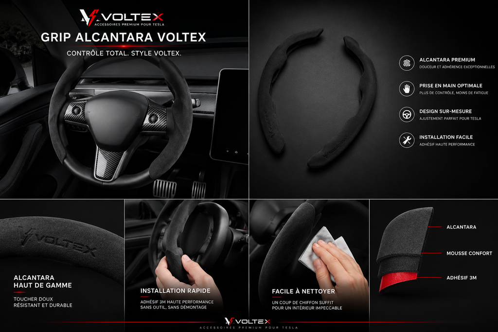 Protection de Volant Tesla Premium | Confort & Grip | Voltex