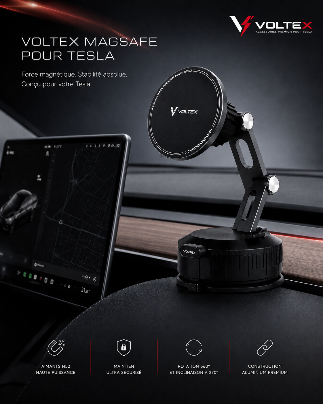 Support téléphone MagSafe Tesla – Voltex
