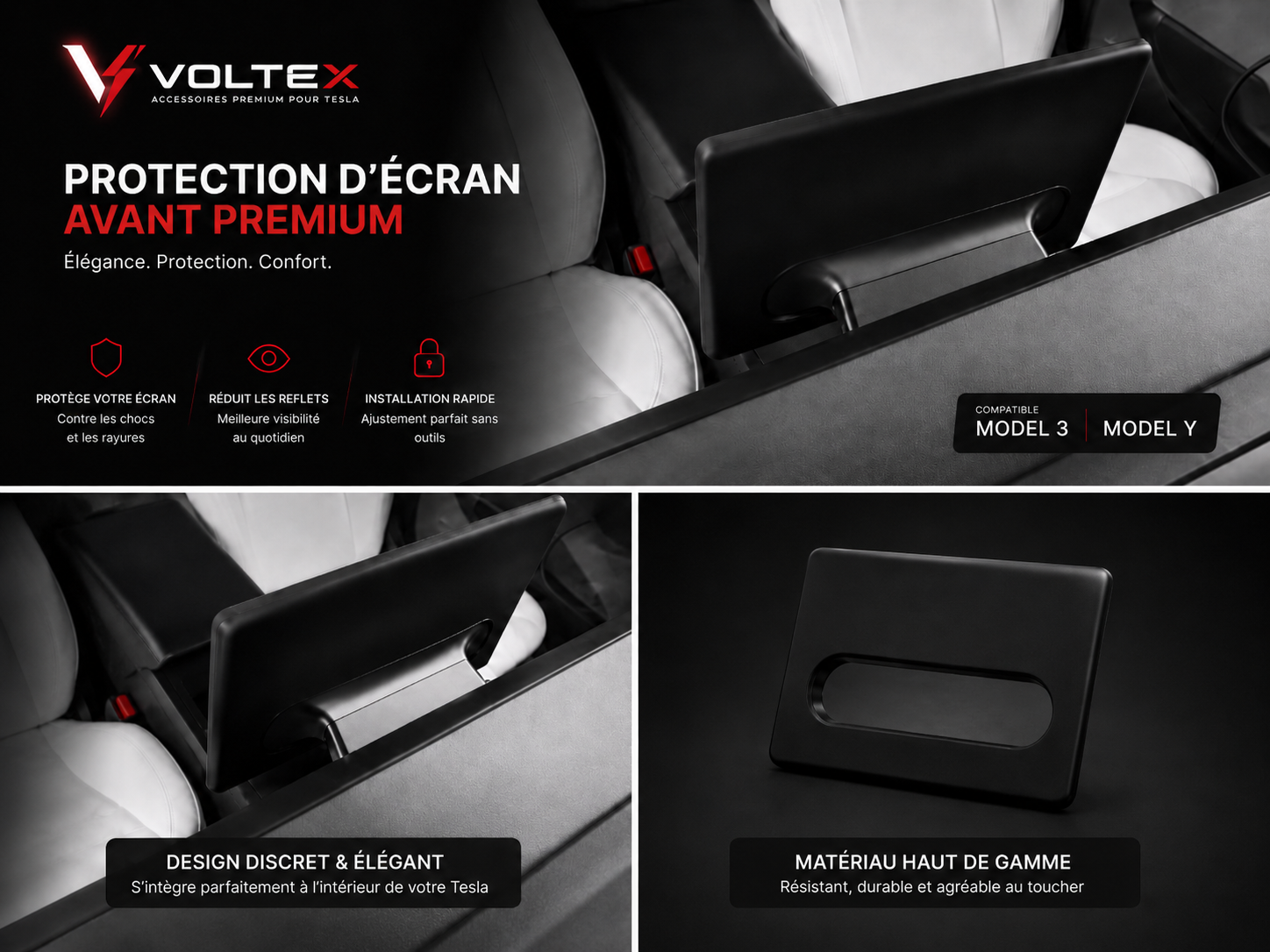 Cadre protection écran Tesla Model 3/Y – Silicone anti-chocs