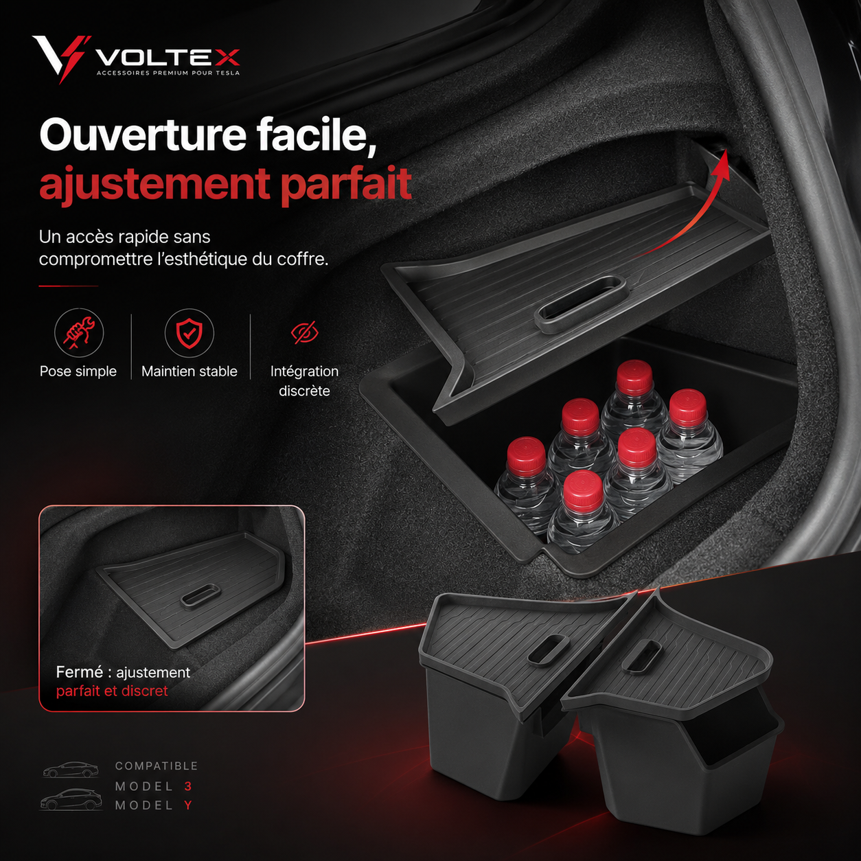 Bacs de rangement coffre Tesla Model 3/Y – Organisation premium