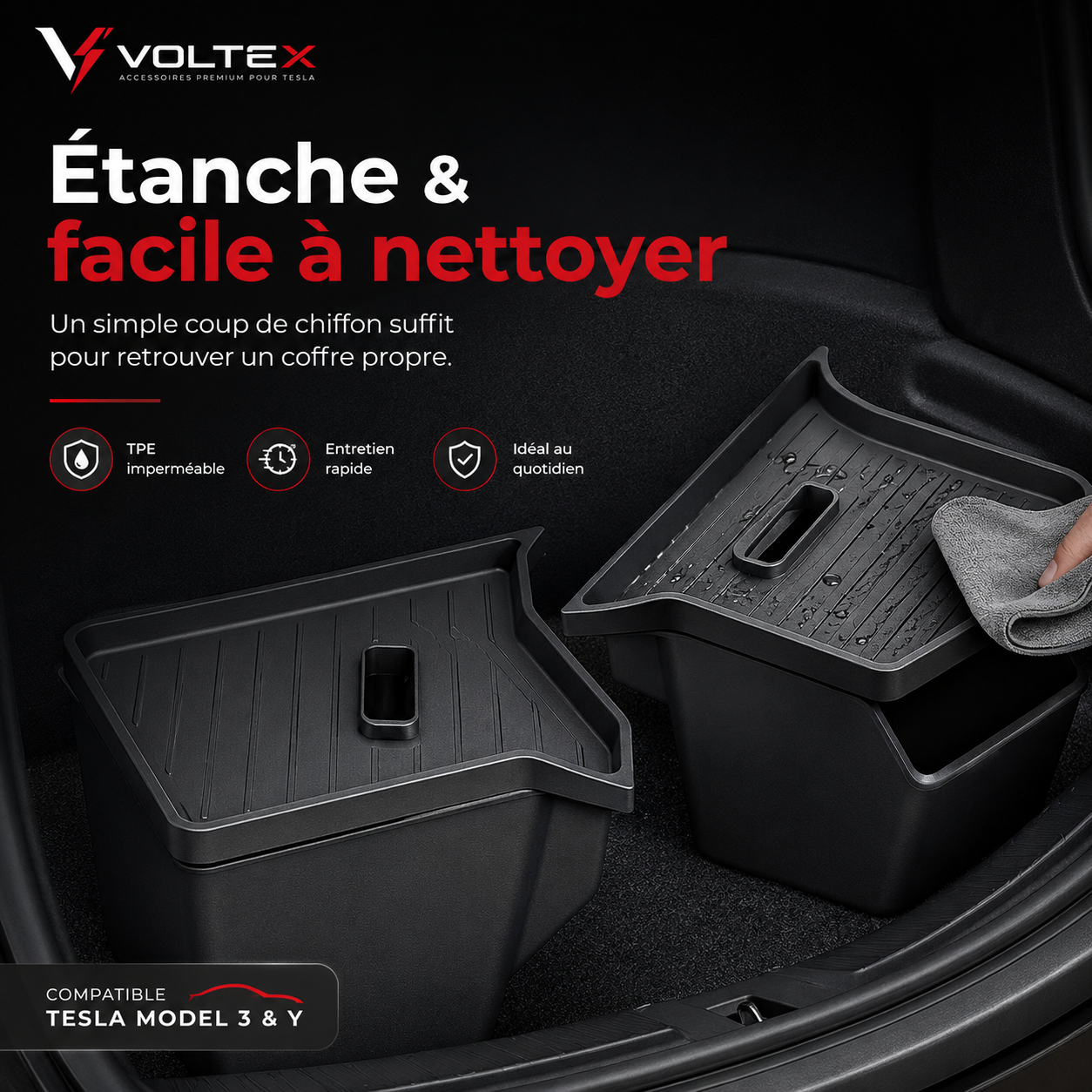 Bacs de rangement coffre Tesla Model 3/Y – Organisation premium