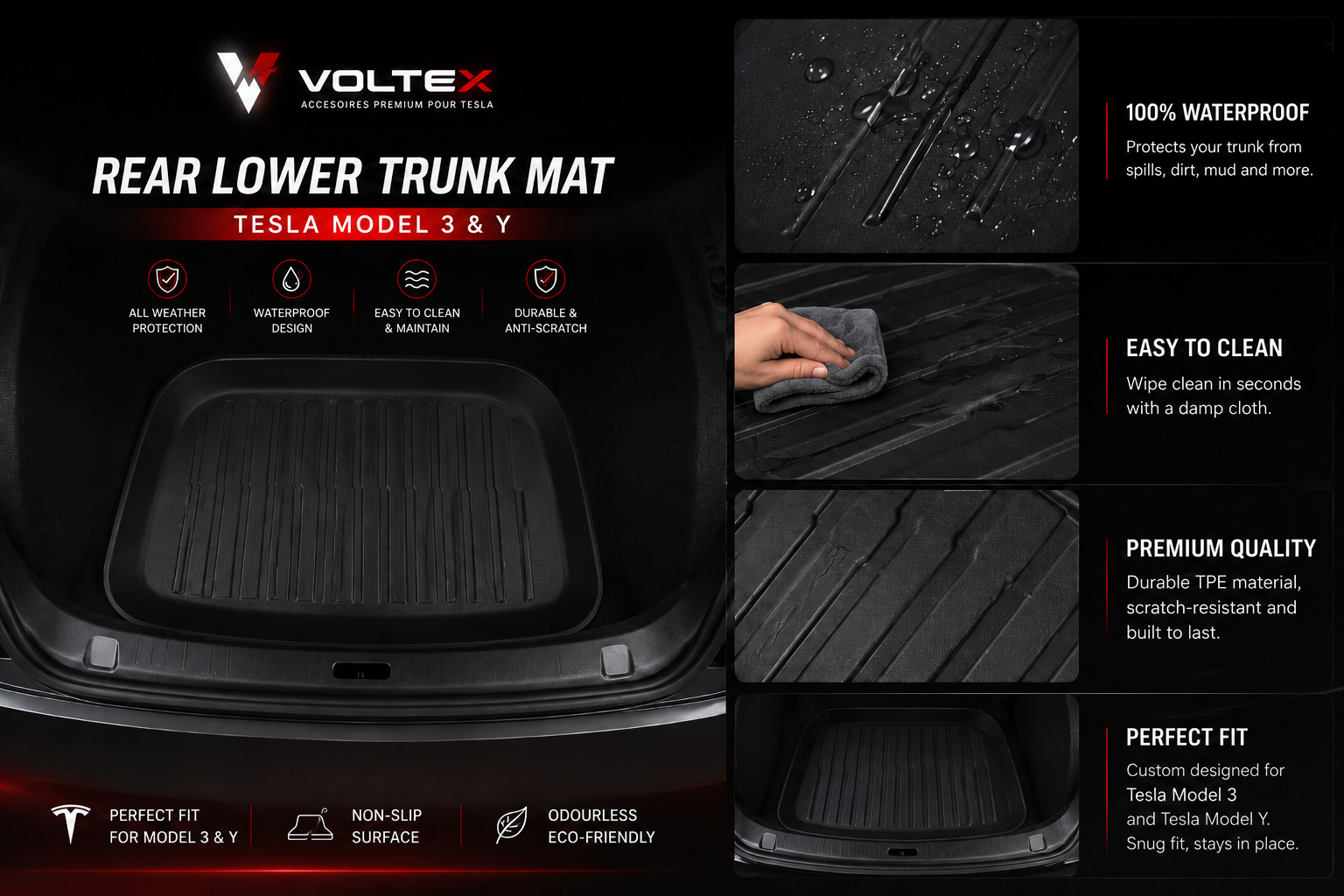 Tapis de sous-coffre Tesla Model 3/Y – Protection compartiment bas