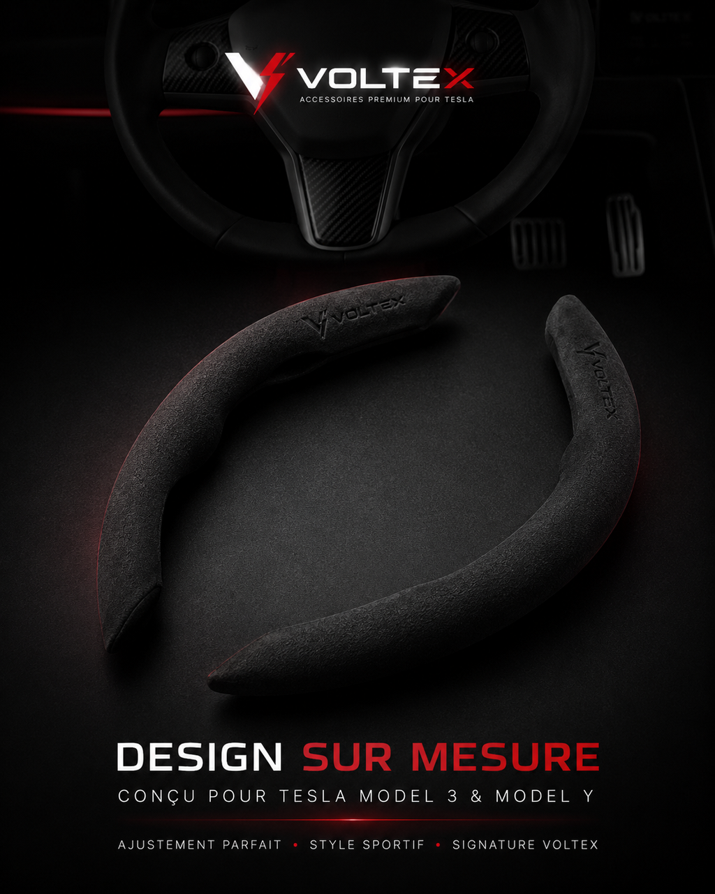 Protection de Volant Tesla Premium | Confort & Grip | Voltex