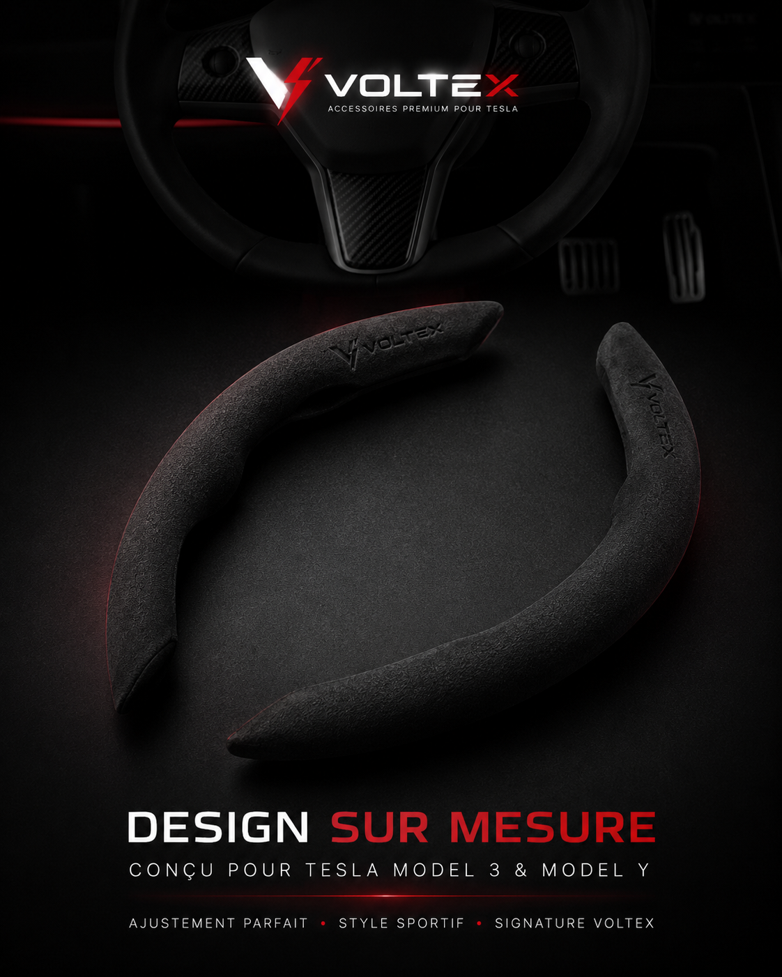 Protection de Volant Tesla Premium | Confort & Grip | Voltex
