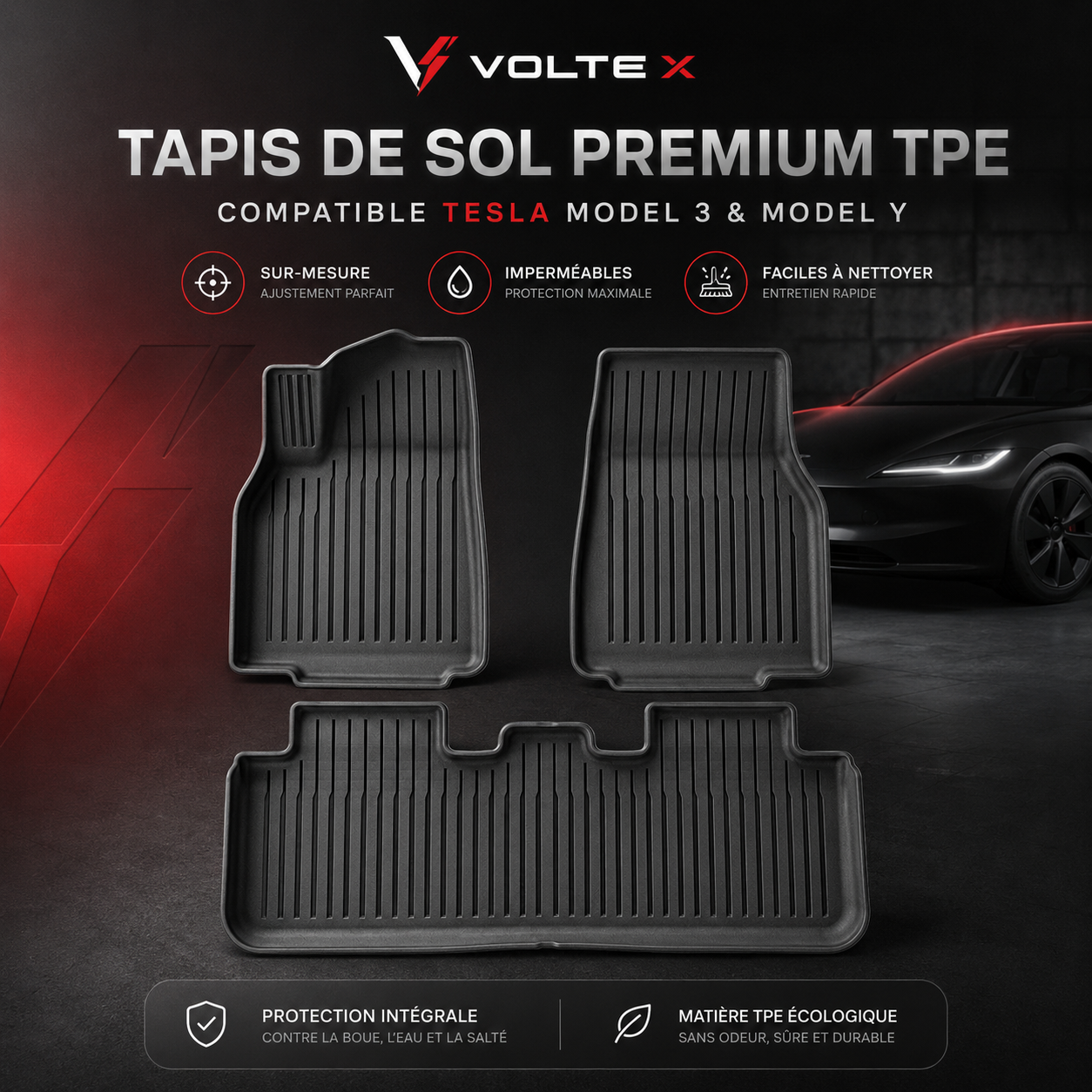 Tapis de Sol Premium Tesla | Voltex