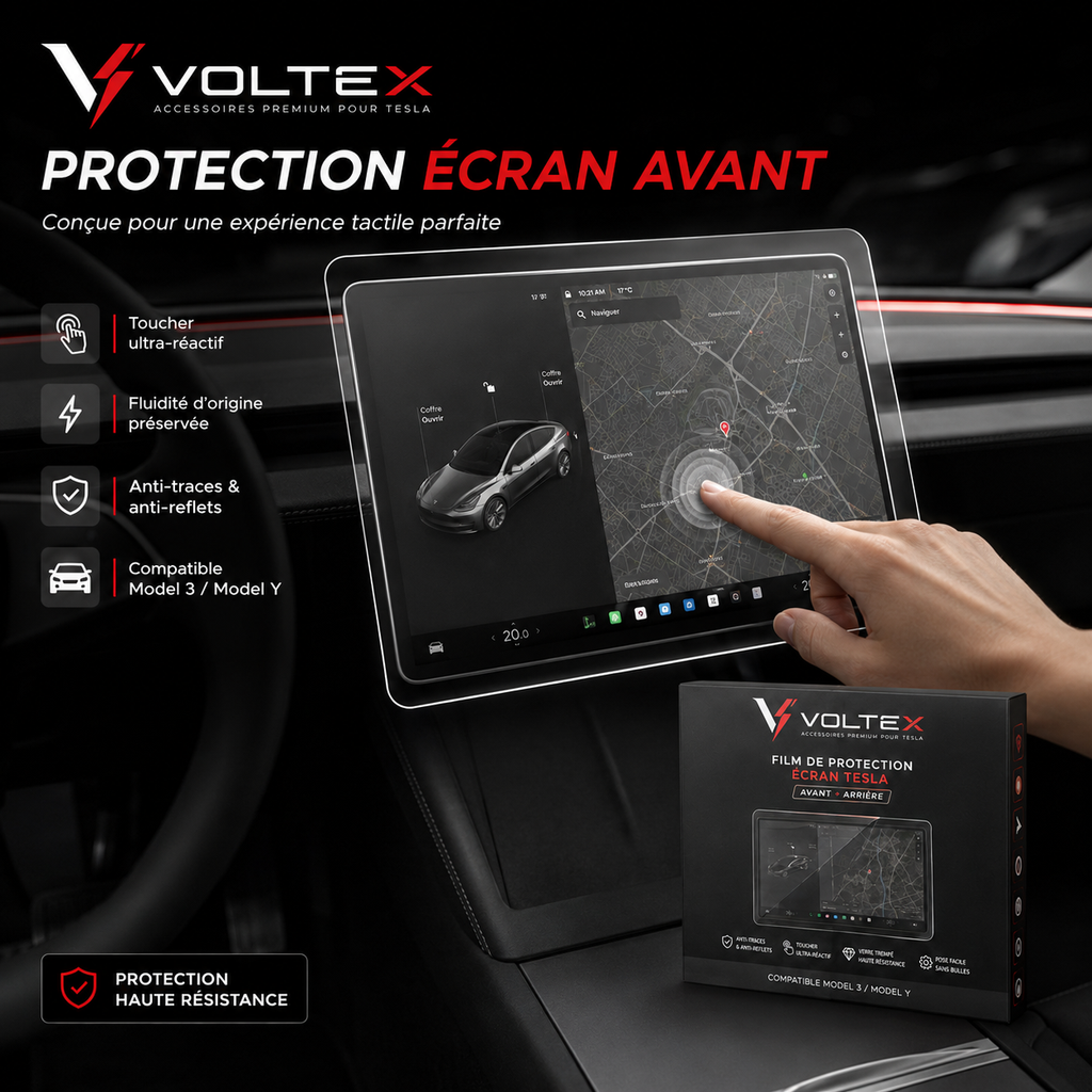 Film Protection Écran Tesla avant et arrière | Anti-traces & Anti-reflets | Voltex