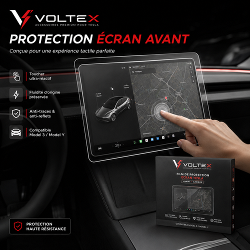 Film Protection Écran Tesla avant et arrière | Anti-traces & Anti-reflets | Voltex