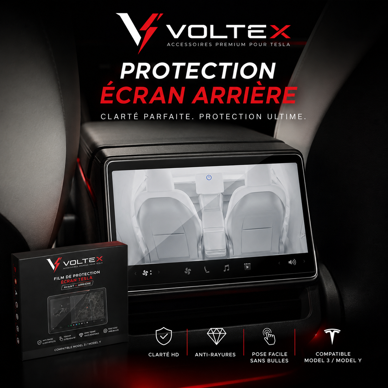 Film Protection Écran Tesla avant et arrière | Anti-traces & Anti-reflets | Voltex