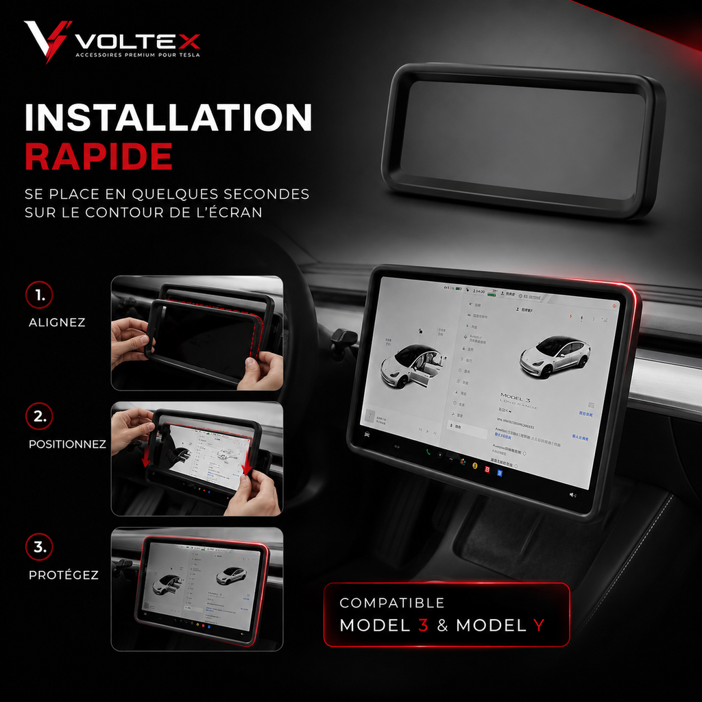 Cadre protection écran Tesla Model 3/Y – Silicone anti-chocs