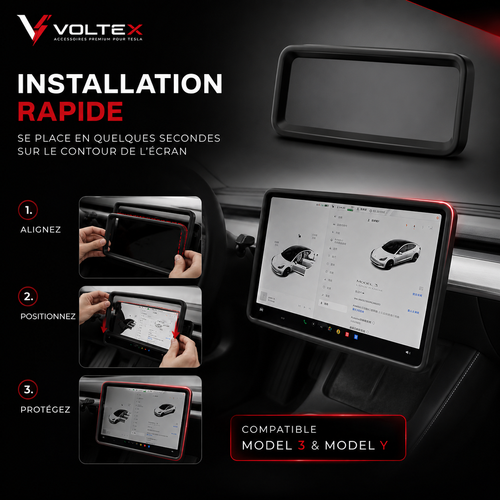 Cadre protection écran Tesla Model 3/Y – Silicone anti-chocs