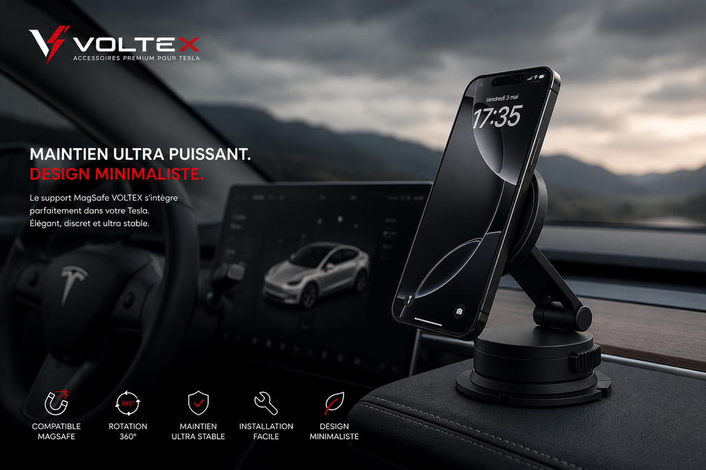 Support Téléphone Magnétique Tesla | MagSafe Premium | Voltex