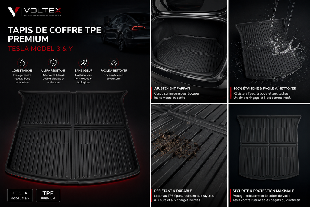 Tapis de coffre Premium Tesla Model 3/Y – Protection sur mesure